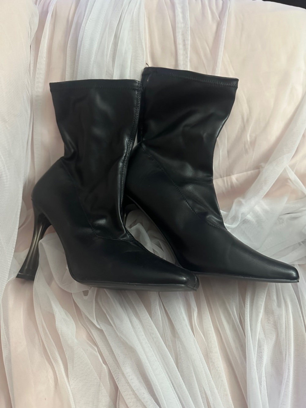 Zara Black Pointed Toe Stiletto Ankle Boots